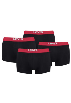 Levi's Solid Basic Herren Boxershorts Unterwäsche aus Bio-Baumwolle im 4er Pack