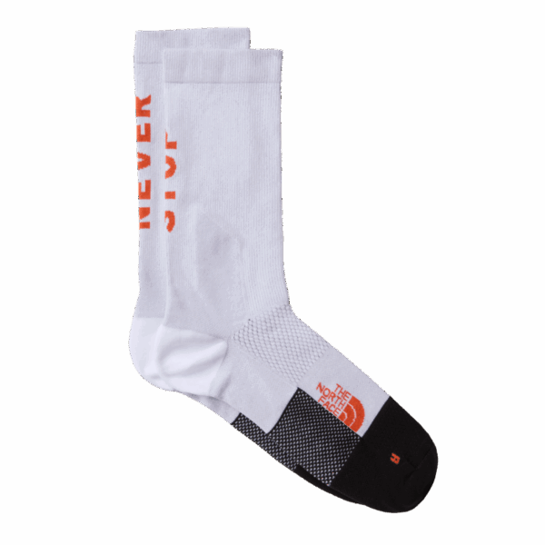 THE NORTH FACE NEVER STOP TRAIL RUN CREW SOCKS Unisex TNF WHITE-ACRYLIC ORANGE XS