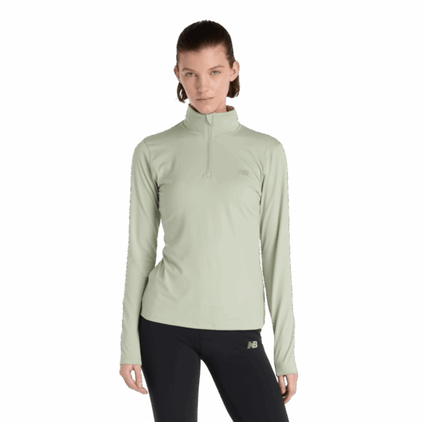 NEW BALANCE Sport Essentials Space Dye Quarter Zip LS-Shirt Damen GREEN S