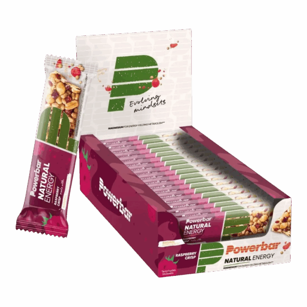 POWERBAR NATURAL ENERGY RIEGEL VEGAN RASPBERRY CRISP BOX