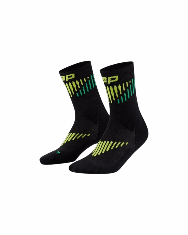 CEP CORE RUN MERINO SOCKS MID CUT 3.0 Damen BLACK/LIME Gr. 34-37